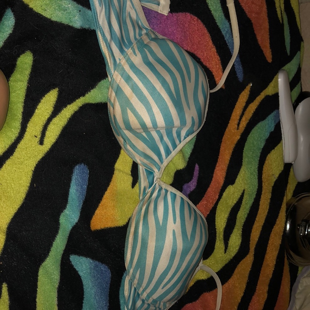 Blue zebra print bra